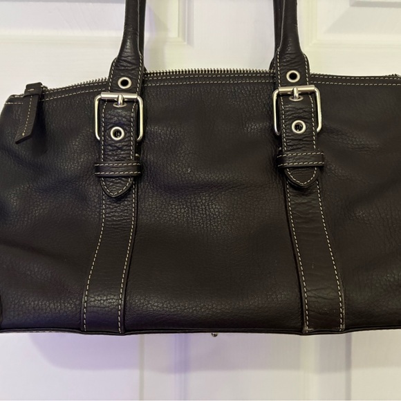 EUC Dooney & Bourke All Weather Leather Dark Brown Satchel Silver Hardware - Picture 6 of 13